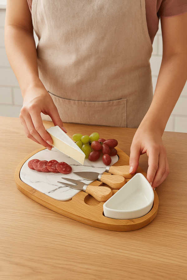 بلانشة جبنة طقم خشب رخامي