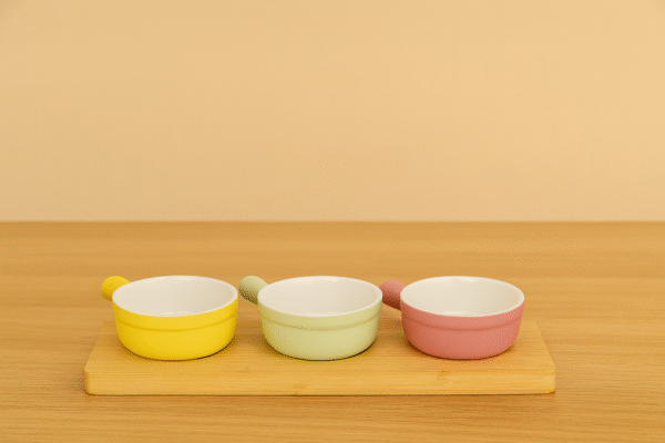 بولة بورسلين 3قطع باليد ملونه